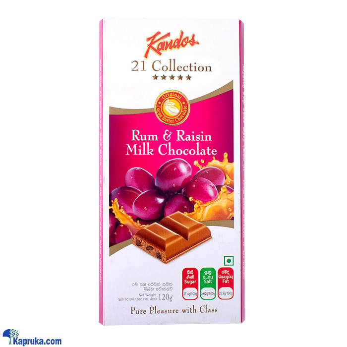 Kandos 21 Collection Five Star - Rum And Raisin Milk Chocolate 120g Online at Kapruka | Product# chocolates001656