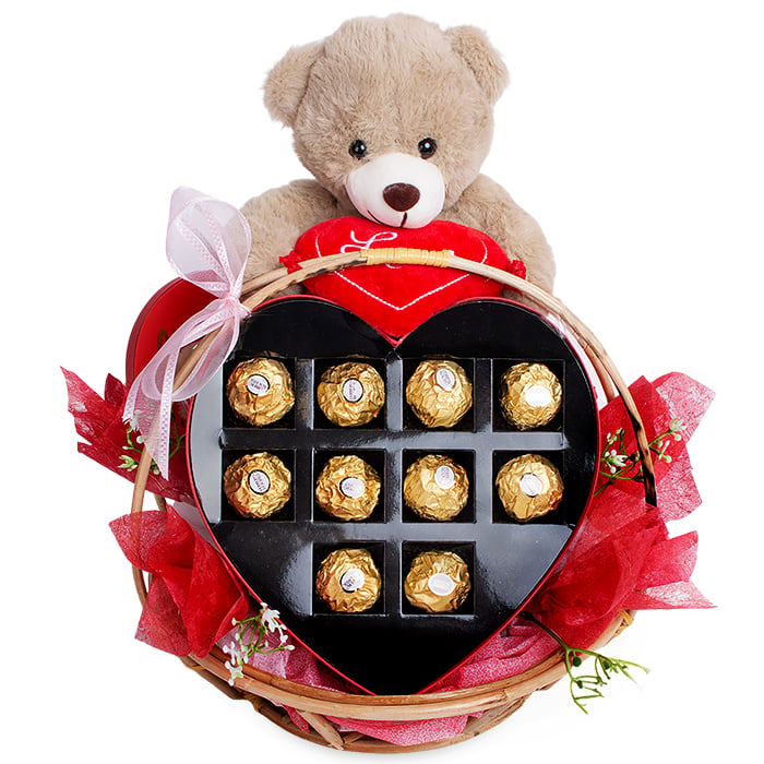 Little Teddys Chocolate Heart Online at Kapruka | Product# combochg132