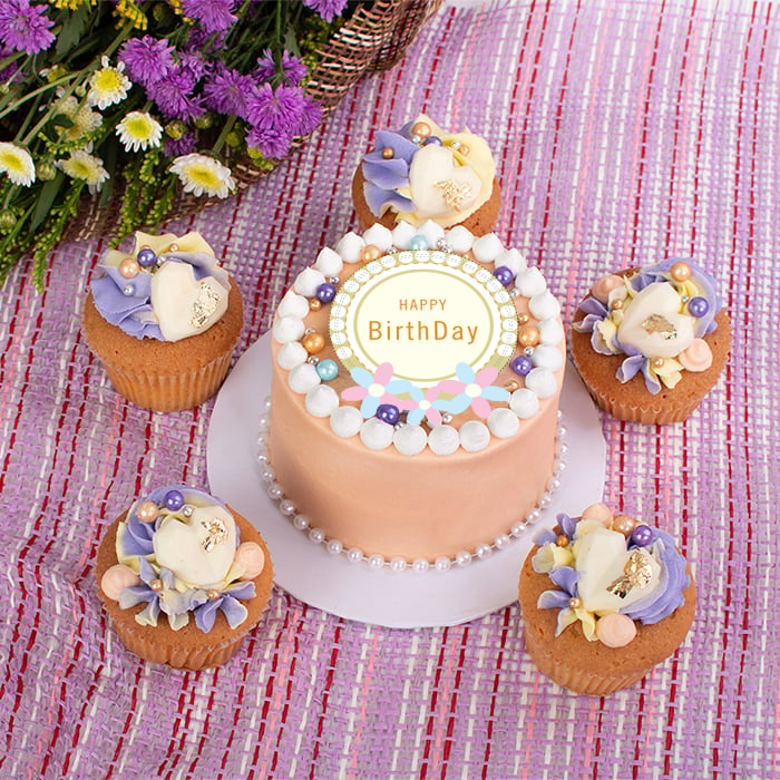 Pastel Pleasures Mother's Day Bento Cake With 5 Cupcakes Online at Kapruka | Product# cake00KA001641