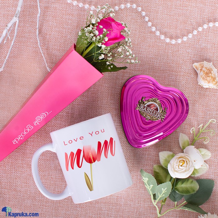 Tea Hearts And Pink Rose Love For Mom Online at Kapruka | Product# combogifl11