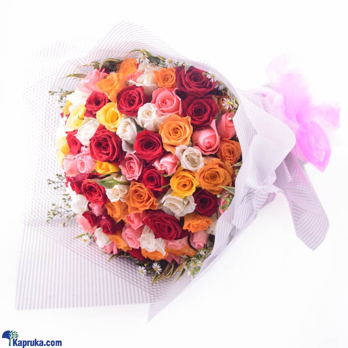 Multicolored 100 Roses Bouquet Online at Kapruka | Product# flowers00F35