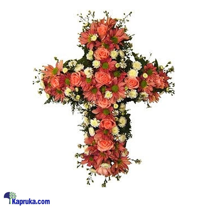 Cross Type Wreath - Pink Roses Online at Kapruka | Product# flowersWRE07