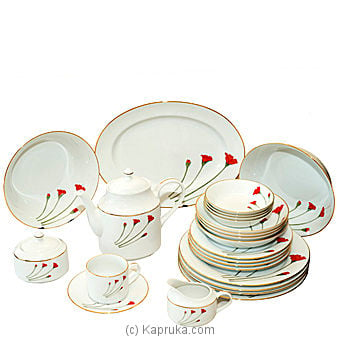 Red Flower Dinner And Tea Set - 52 Pieces Online at Kapruka | Product# porcelain006