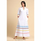 Linen Embroidered Long Dress White