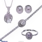Stone & String Silver And Cubic Zirconia Jewellery Set With Ear Studs, Pendent, Bracelet & Adjustable Ring
