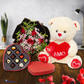 Sweetheart Sentiments Collection - Heart Shape Chocolate, Teddy With Flower Bouquet