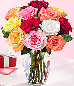One Dozen Rainbow Roses - Kapruka Product intGift00104