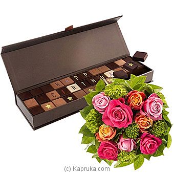 Chocol@ Happy Birthday & Roses Bouquet - Kapruka Product intGift00580