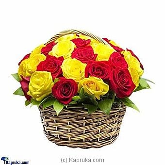 Basket Arrangement Of 15 Red And Yellow Roses - Kapruka Product intGift00788