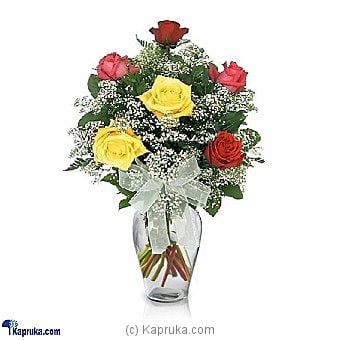 Half Dozen Mixed Long Stem Roses - Kapruka Product intGift00886